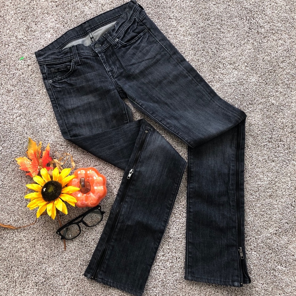 🎱7 For all Mankind Black vintage zipper sli…